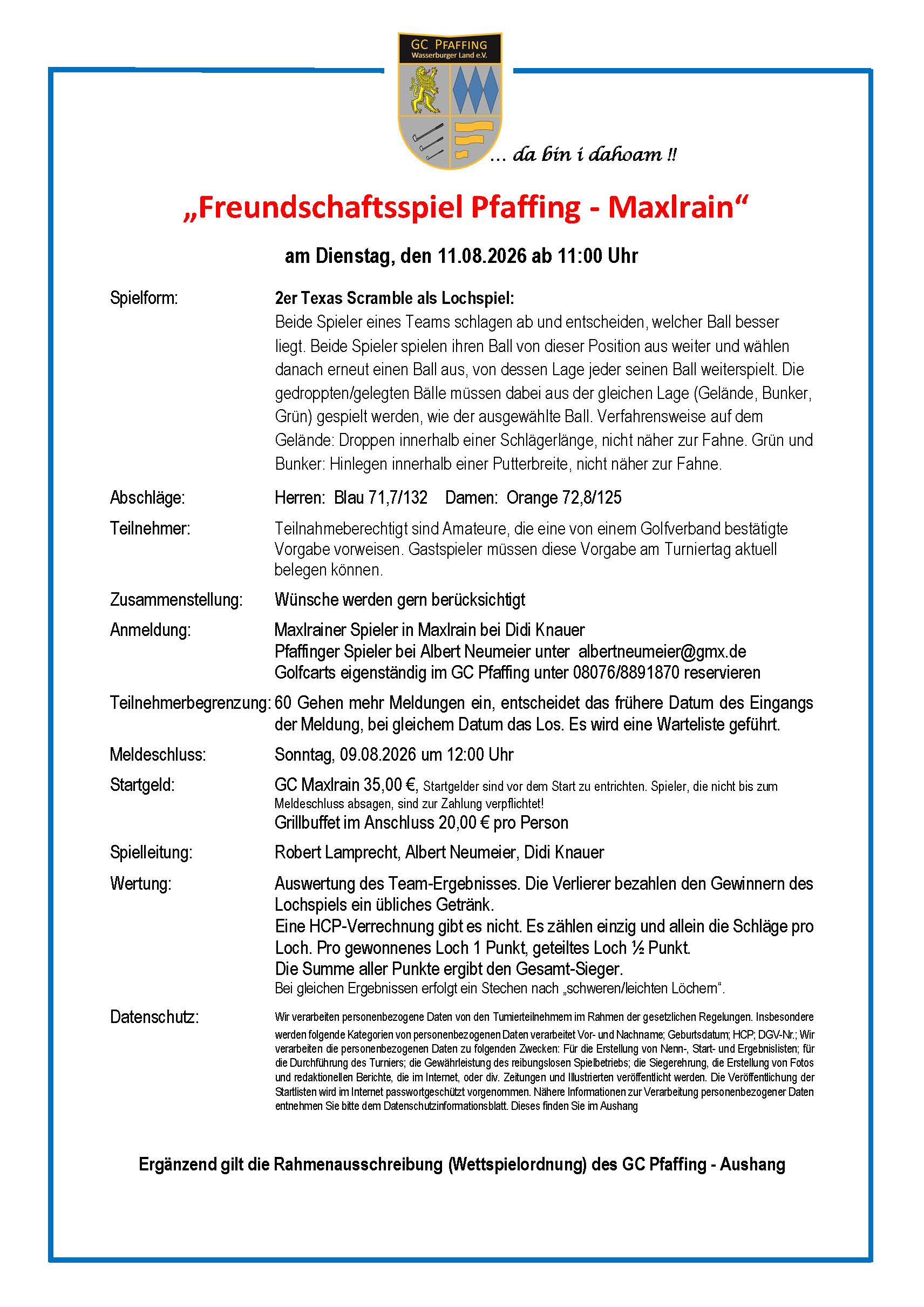 Mehr über den Artikel erfahren Freundschaftspiel gegen Pfaffing 11.08.26